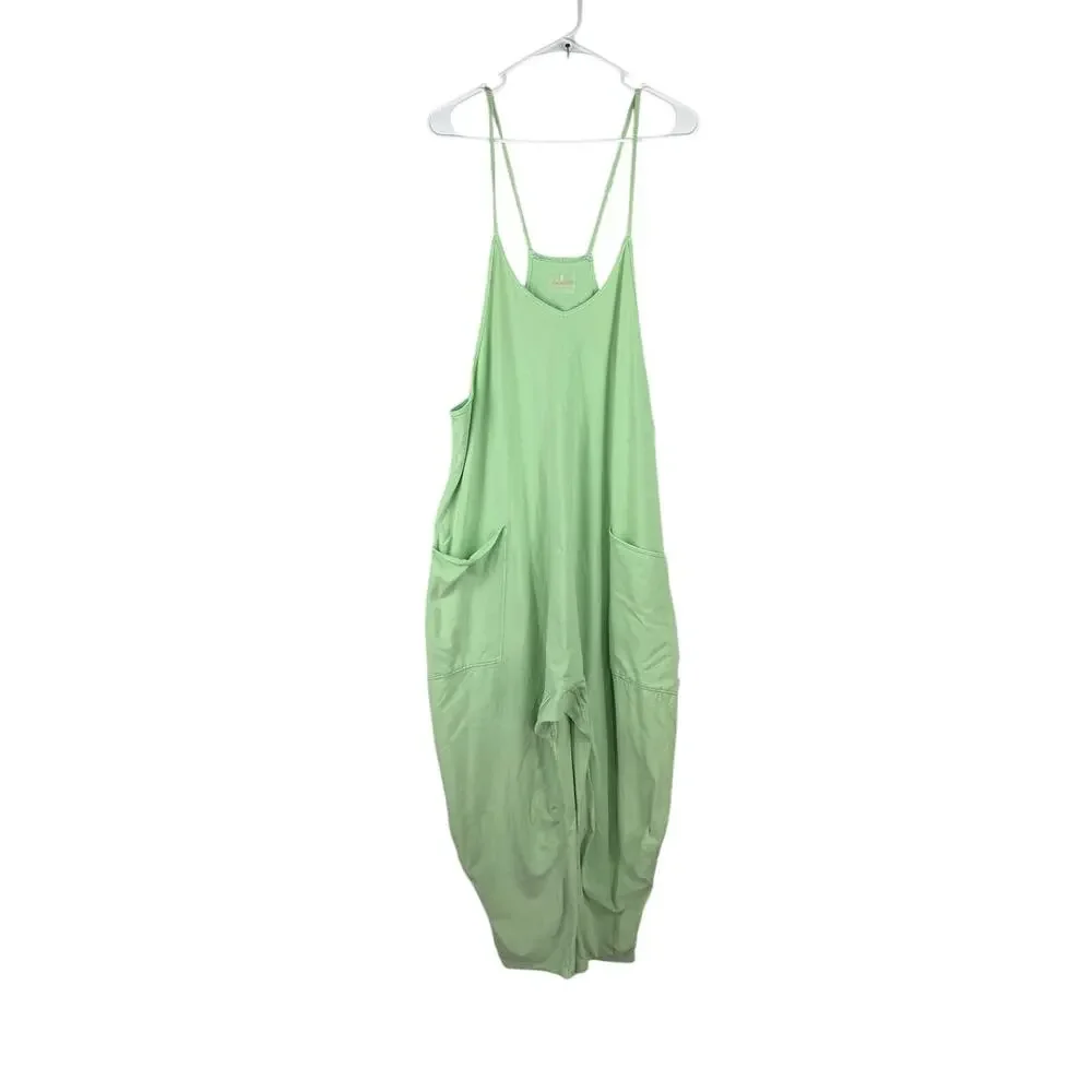 Free People Movement Hot Shot Jumpsuit Medium NEW Bright Jade Green Boho Slouchy